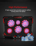 COOLCOLD 17inch Gaming Laptop Cooler and Stand with Six LED Quite Fast Fans at 2600RPM - also Display Screen and Two USB Port