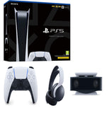 PlayStation 5 Digital Edition Console + DualSense Wireless Controller + Pulse 3D Wireless Headset + HD Camera
